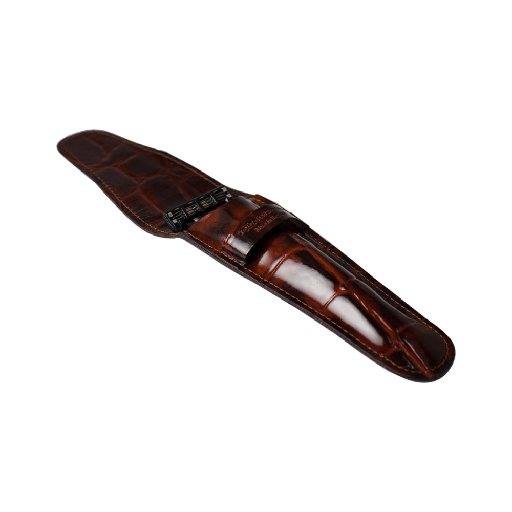 Taylor - Etui en cuir brun - pour rasoir multilames
