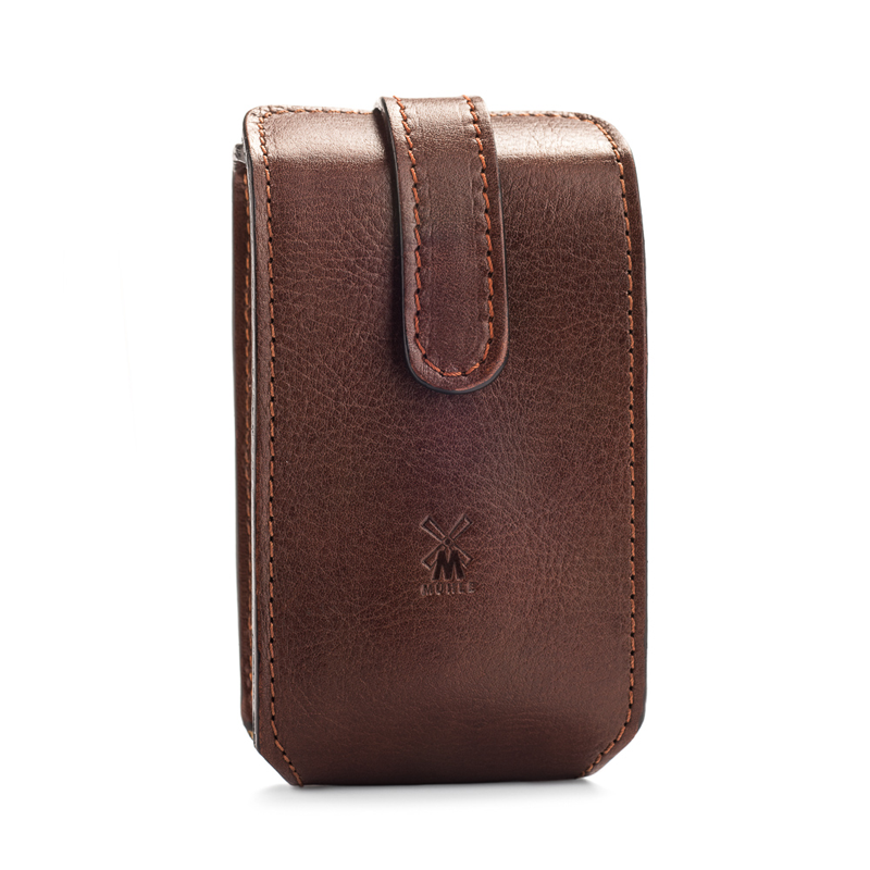 Muehle - Pochette de voyage en cuir pour rasoir et blaireau