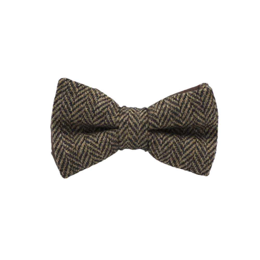 Jaggs - Nœud papillon Tweed "Dundee" - Chevron marron clair