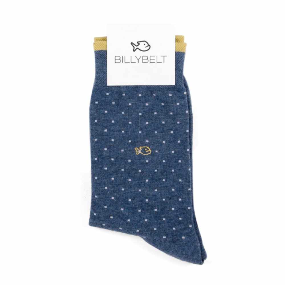 BillyBelt - Chaussettes en coton peigné Square - Bleu Chiné