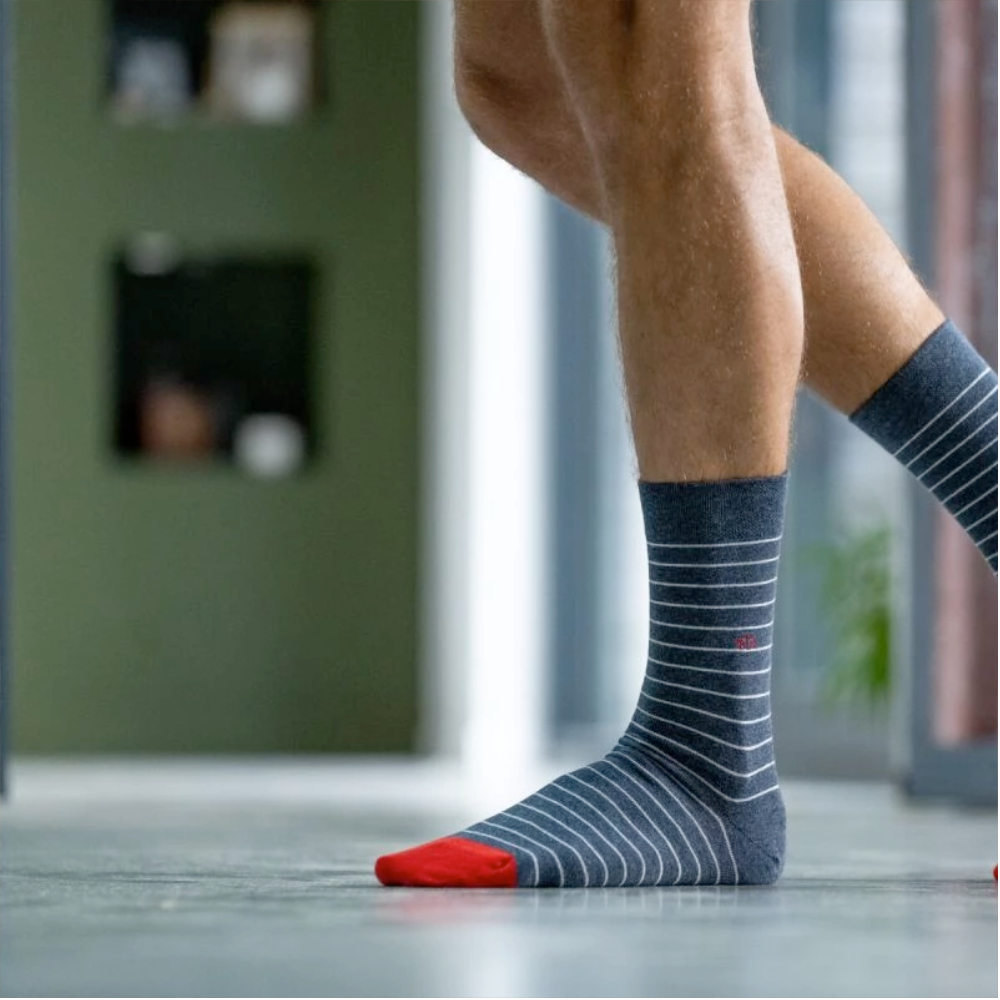 BillyBelt - Chaussettes Fines rayures - Marine / Blanc