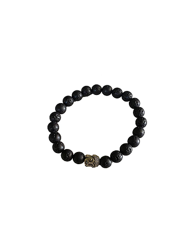Abel - Bracelet en Pierres de lave et tête de Buda en argent