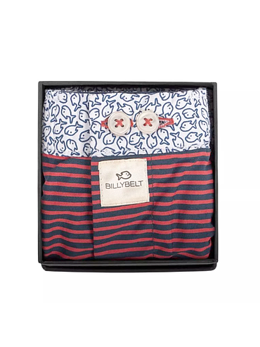 BillyBelt - Caleçon en coton bio - Red Stripes - Taille XL
