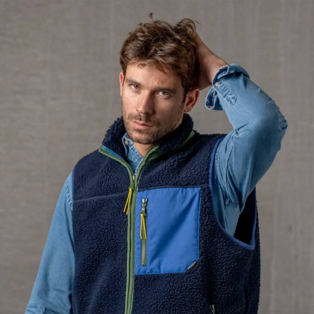 BillyBelt - Veste Sherpa sans manches - Marine - XL