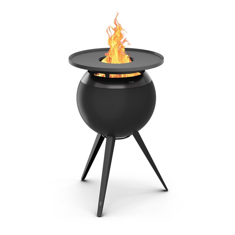 Hofats - MOON 45 All Black - Fire basket with high Stand - avec accessoire Plancha